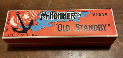 “OLD STANDBY” No. 34 B  VINTAGE HARMONICA MADE BY M. HOHNER WITH ORIGINAL BOX • $55