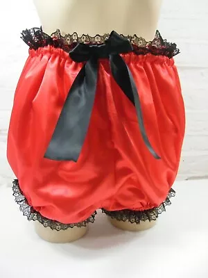 Sissy Adult Baby Red Satin Satin Diaper Cover Panties Bloomer Knickers • £24.50