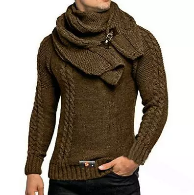 Casual Men's Knitted Jacket Turtleneck Cardigan Winter Pullover Hoodies Sweaters • $44.24