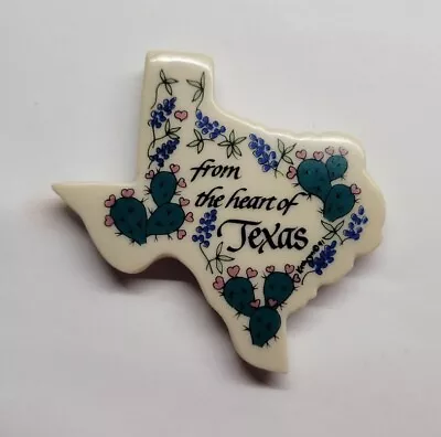 From The Heart Of Texas State Shaped Magnet Ceramic USA Collectible • $7.99