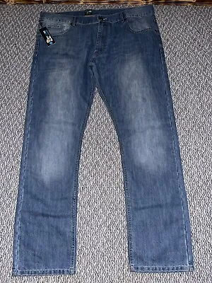 NWT Mens Ze Enzo Jeans Size 42L Blue 34” Leg Straight Leg Plus Size Jeans (L35) • £17.99