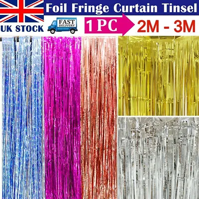 £2.69 • Buy 2M/3M Foil Fringe Tinsel Shimmer Curtain Door Wedding Birthday Party Decor