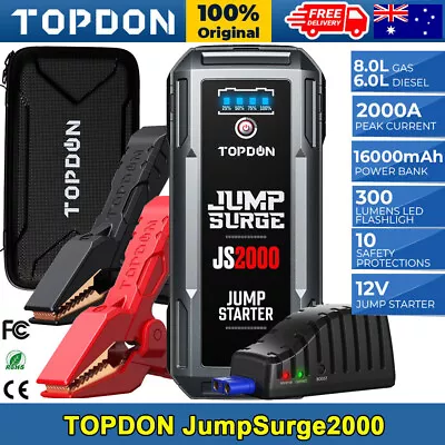 $104 • Buy AU TOPDON JS2000 Car Jump Starter Booster 12V Battery Charger Power Bank 2000A