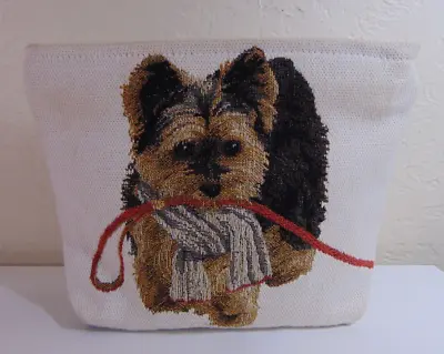 Iosis Paris Yorkie Yorkshire Terrier Tapestry Clutch Cosmetic Makeup Bag RARE • $39.99