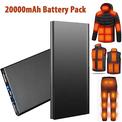 20000mAh Battery Pack For Heated Vest Jacket Pants Scarf USB Power Bank 5V/2.1A • $16.89
