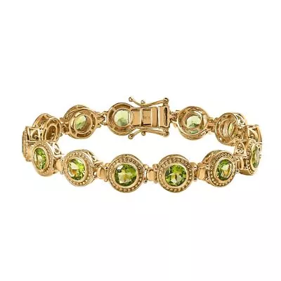 10.59ct Peridot Station Bracelet In 18ct Yellow Gold Over Silver • £119.99