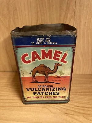 Antique Camel Paper Tin Container For Vulcanizing Patches For Tires • $8