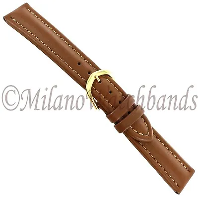 18mm T&C Tan Brown Genuine Leather Padded Stitched Mens Watch Band ML91-T18R • $19.96