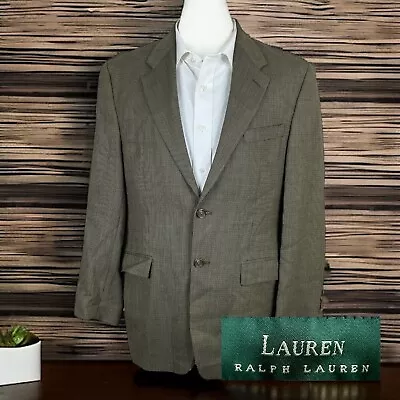 Lauren Ralph Lauren Sport Coat Blazer Mens 38R Beige Houndstooth Wool • $45