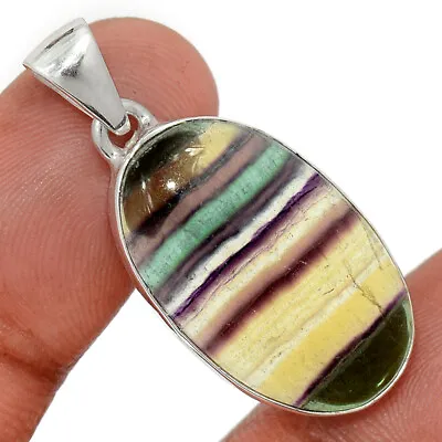 Natural Rainbow Fluorite 925 Sterling Silver Pendant Jewelry CP39561 • $14.99