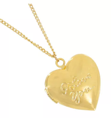 Ky & Co Heart Locket I Love You Script 1  Chain Necklace 16 -  Gold Tone • $12.59