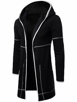 Mens Cardigan Hooded Long Cloak Cape Coat Loose Casual Slim Fit Jacket Fashion • $26.22