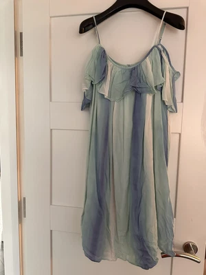 £9.99 • Buy POLO RALPH LAUREN Girls COLD SHOULDER BLUE/WHITE Flowy Summer Dress Age 16 Years