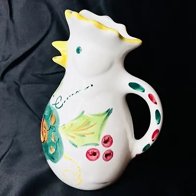 Vintage Hand Painted Chicken Rooster Pitcher For Harrods Made In Italy Vase • $29.98