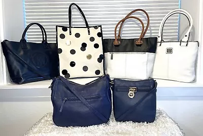 Lot Of 6 Designer Purses Michael Kors  Kate Spade Shoulder Bags Navy Blue Tote • $269