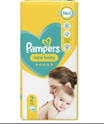 £9.90 • Buy Pampers New Baby Size 2, 46 Nappies, 4kg-8kg, Essential Pack