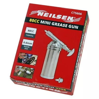 80cc SMALL MINI COMPACT GREASE GUN 2 NOZZLES 0.6MM STAINLESS STEEL LUBRICANT • $16