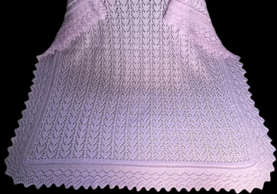 £37 • Buy 💖 Hand Knitted Lacy Baby Heart Design Blanket / Shawl Baby Pink  Brand New