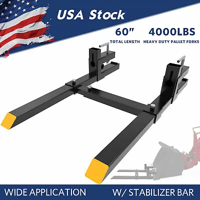 4000Lbs 60'' Tractor Pallet Forks Clamp On Skid Steer Loader Bucket Quick Attach • $132.99