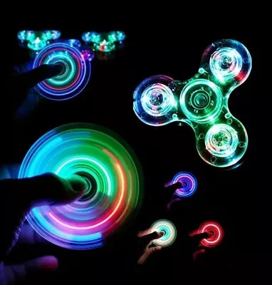 2 X LED Light Up Fidget Spinner  Clear Fidget Toys 2 IN 1 Spinner • £9.99