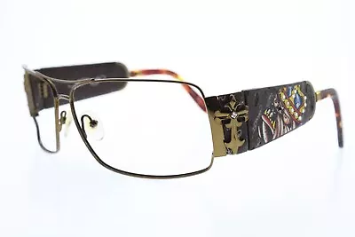 VTG ED HARDY Tattoo Frames EHS017 Sz 63/13-20 MM Cocoa *DAMAGED* King Of Beasts • $25