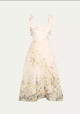 Zimmermann Harmony Floral Frilled Midi Dress US Size 6  ($ 1150) • $599.99