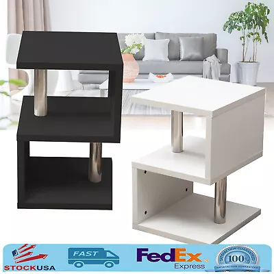 S-shaped High Gloss Tea Table Sofa Side End Table Furniture W/ LED Light  • $56.05