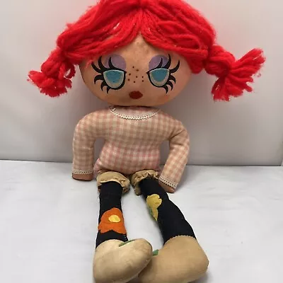 Vtg Sleep Awake Hippie Rag Doll Red Yarn Hair Boudoir Pet By Sutton • $17.99