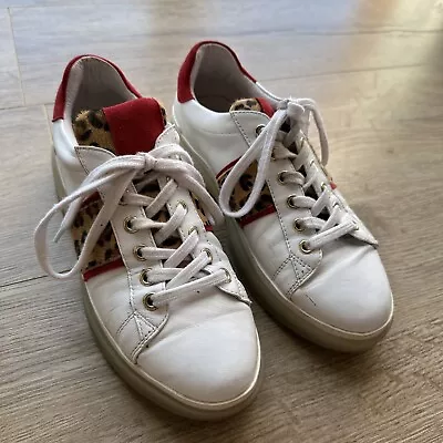 EOS White And Red Lace Up Trainers Shoes With Animal Print Size 38 AU 7 • $45