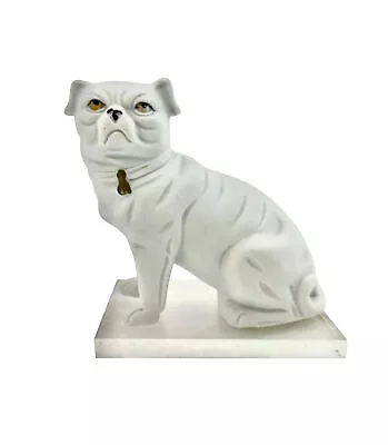 Dog Pug Figurine Porcelain On Acrylic Base Vintage Decor Gift • $155