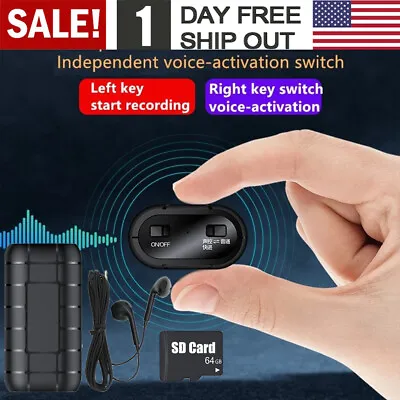 500 Hrs Mini Spy Voice Activated Recorder Digital Audio Magnetic 64GB MP3 Player • $25.59