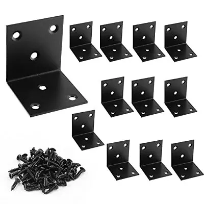 12PCS Black L Shaped Right Angle Brackets Stainless Steel 90 Degree Bracket ... • $12.27