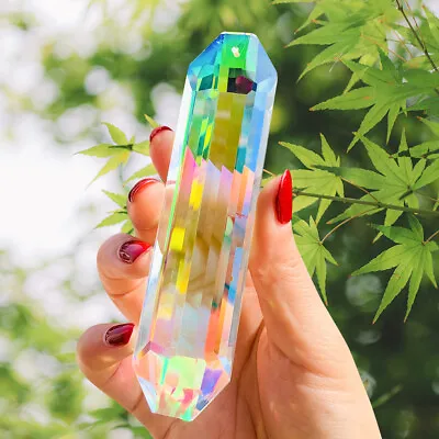 $7.90 • Buy Fengshui Faceted Prism Hanging 120MM AB Slender Crystal Suncatcher Chandelier