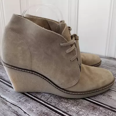 J Crew Taupe Suede MacAlister Lace-Up Wedge Boots #04326 Made In Italy Women's 9 • $49.99