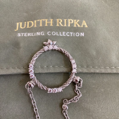 $159 • Buy Judith Ripka Sterling Silver And CZ Necklace 20 In. Circle Pendant RARE W/ Case
