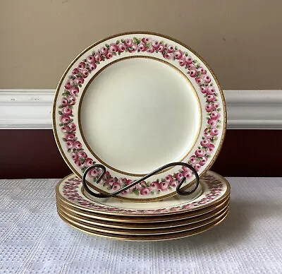 Set Of 6 Antique Mintons Tiffany & Co. Porcelain Plates Pink Roses England • $900