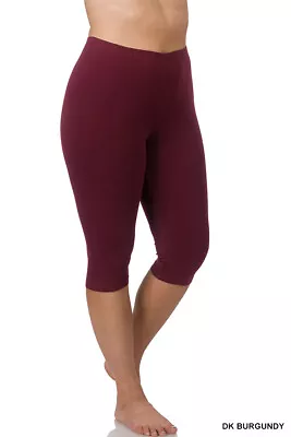 Zenana Womens Capri Leggings Plus Size Stretch Premium Cotton Leggings • $13.99