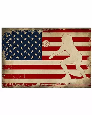 Volleyball America Flag Unframed Poster Awesome Wall D�cor Artwork For Players • $12.93