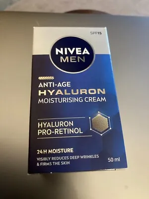 NIVEA MEN Hyaluron Face Cream (50ml) Anti Wrinkle Face Cream Reduces Deep Wrink • £8.25