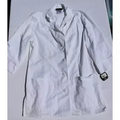 Cherokee Mens Lab Coat White 3/4 Sleeve Patch Pockets Buttons Notch Lapel S 36  • $18.97