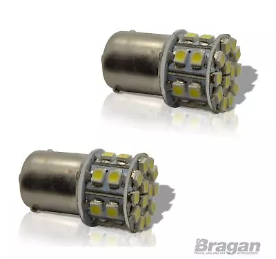 2x 12v/24v BA15S 5050 SMD 27 LED Turn Tail Brake Light White Single Contact Bulb • $12.64