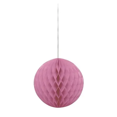 Hot Pink Paper Honeycomb Ball Ceiling Hanging Decoration - 8 Inches - Wedding • £3.45