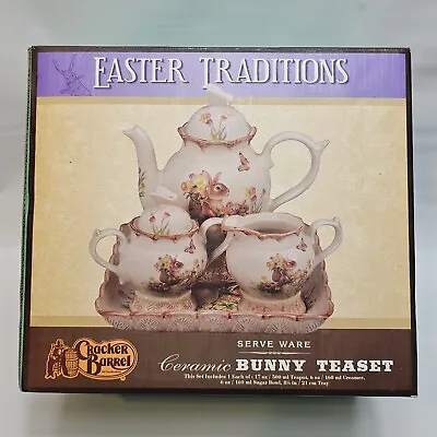 Easter Treasures Cracker Barrel Ceramic Bunny Tea Set NEW OPEN BOX  • $36.26