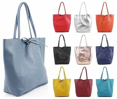 £33.83 • Buy Ladies Soft Italian Real Leather Shopper Tote Bag Women Girls Shoulder Bag