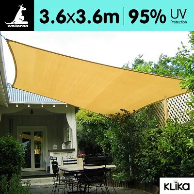 $69 • Buy Wallaroo 3.6m X 3.6m Outdoor Sun Shade Sail Canopy - Sand Cloth Square