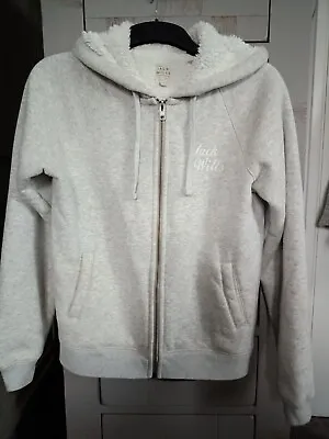 Ladies Jack Wills Light Grey Marl Fur Lined Zipped Hooded/Hoodie Jacket Size 8 • £5.99