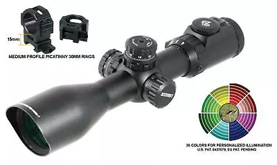 UTG Leapers 4-16X44 30mm Compact Scope SIDE FOCUS 36-color Mil-dot Rings • $149.78