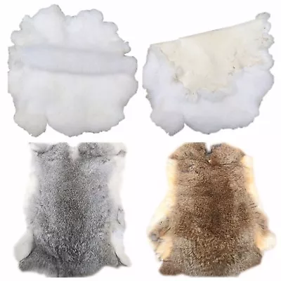 Real Rabbit Fur Blanket Rugr Pelt Throw Fur Blanket Carpet Cosy Suitable Craft • $11.39