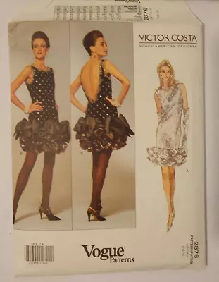 90s Vogue Designer Sewing Pattern 2876 Victor Costa Misses Dress Size 6 8 10 • $59.99