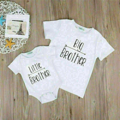 £5.82 • Buy Big Little Brother Matching Set Top T-shirt Baby Boy Romper Bodysuit Jumpsuit